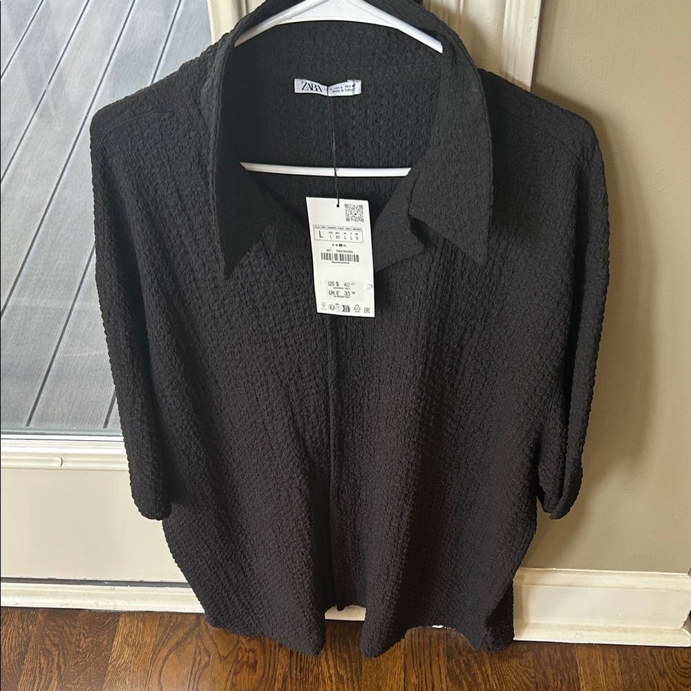 Zara Men's Black Casual Button Down Shirt